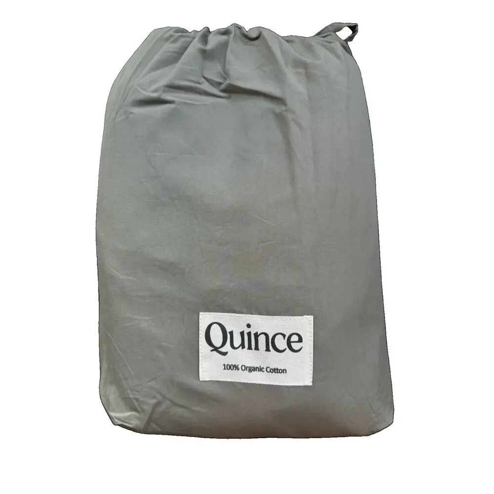 NEW Quince Organic Crisp Percale Duvet Cover Full Queen Dried Sage 88x92 NWOT